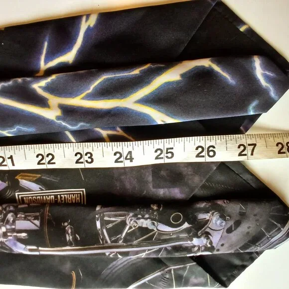 Harley Davidson 100% Polyester Vintage Necktie Set of 2 GUC - Picture 4 of 6